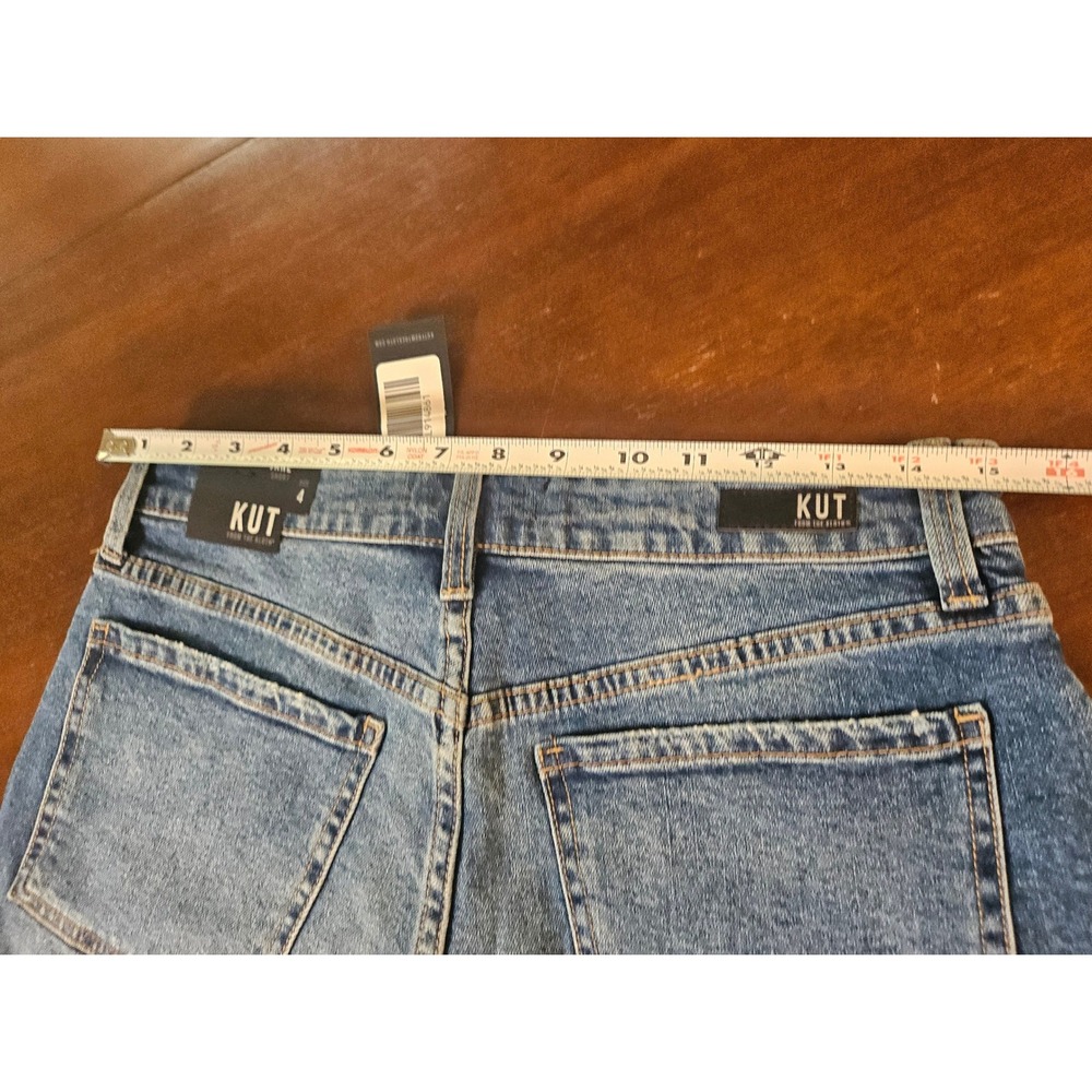 KUT FROM THE KLOTH Jane Shorts Womens 4 Blue High Rise Button Fly Distressed - Picture 5 of 6